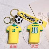 Werbe Geschenk Tasche Auto Anhänger Zubehör Weiche PVC Fußball Fußball Schlüsselanhänger 3D Gummi Jersey Schlüsselanhänger